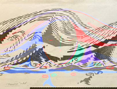 Francoise Gilot French, B.1921 Pastel (Style Of): This lot consists of a hand painted Pastel on paper in the style of the painter Francoise Gilot. Françoise Gilot was a French painter, art critic and writer. In 1973 she was named art director of the