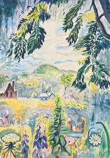 Charles Burchfield American 1893–1967 Watercolor (Style Of): This lot consists of a hand painted Watercolor on paper in the style of the painter Charles Burchfield American 1893–1967. Charles Ephraim Burchfield was an American visionary painter and artist, kn