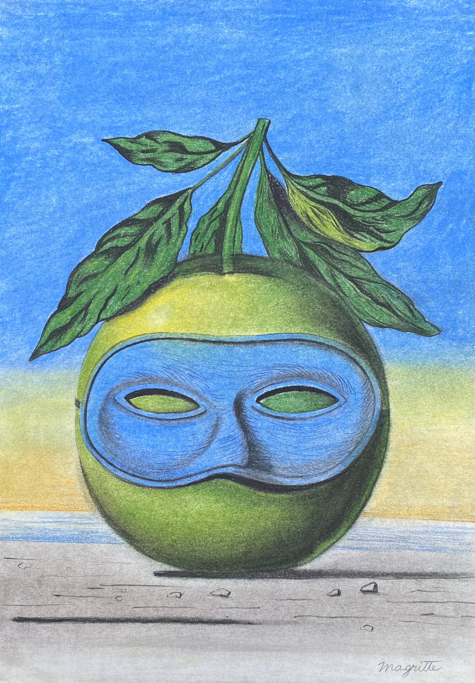The Apple - Pastel on Paper - Rene Magritte (Style Of) (1 of 4)