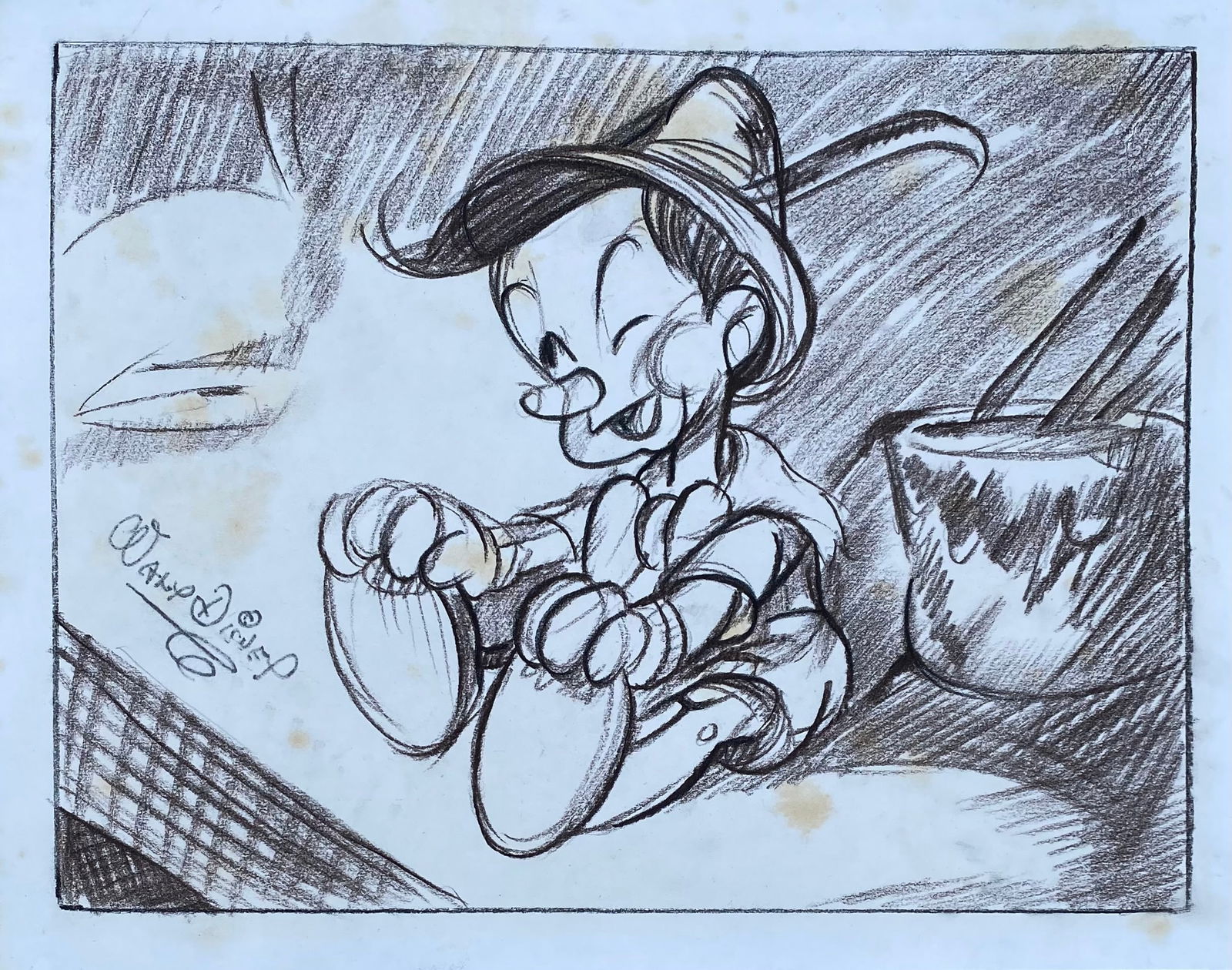 Walt Disney Hand Sketch of Pinocchio (style of) (1 of 2)