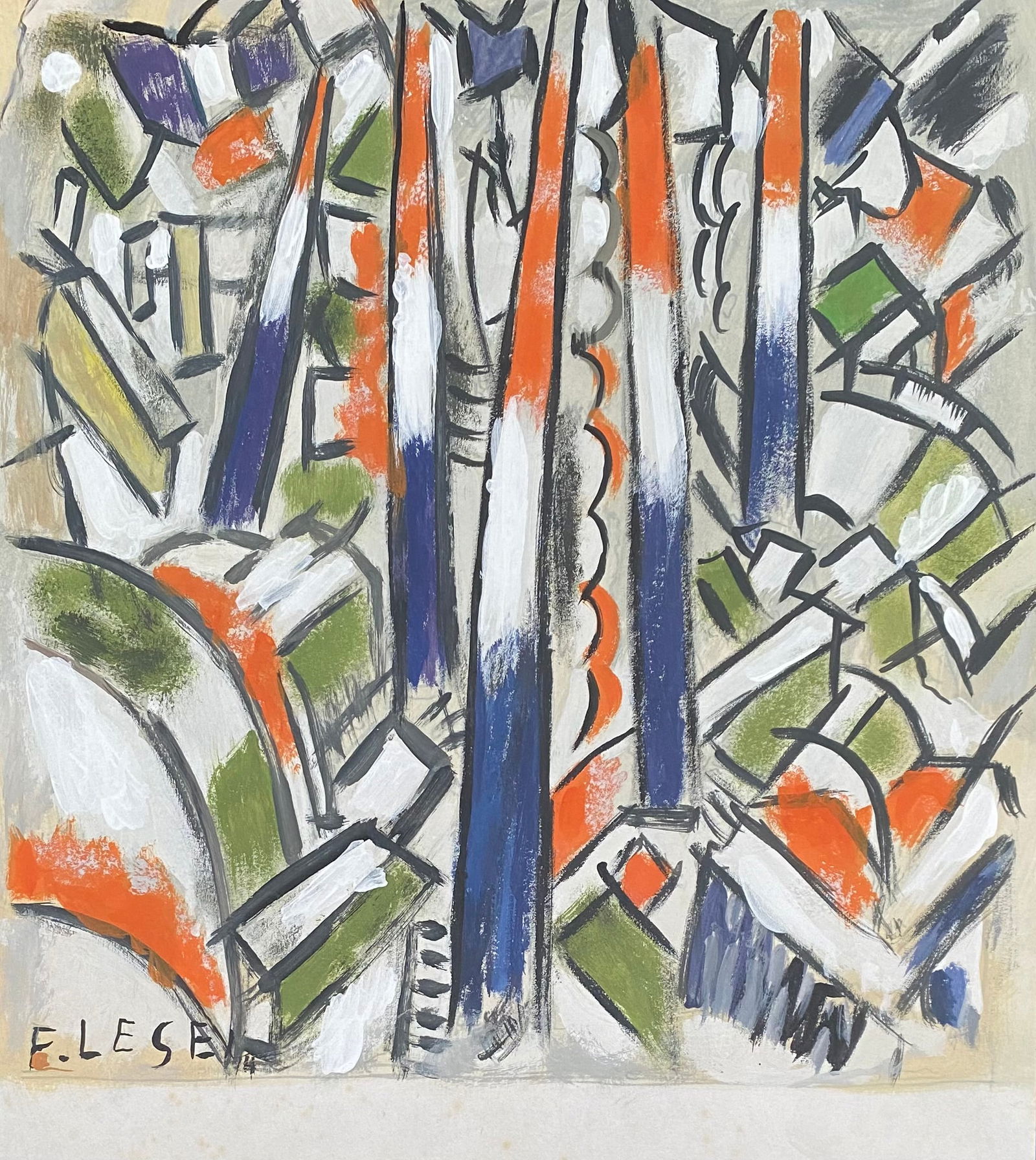 Fernand LEGER Gouache, brush, ink (style of) (1 of 4)