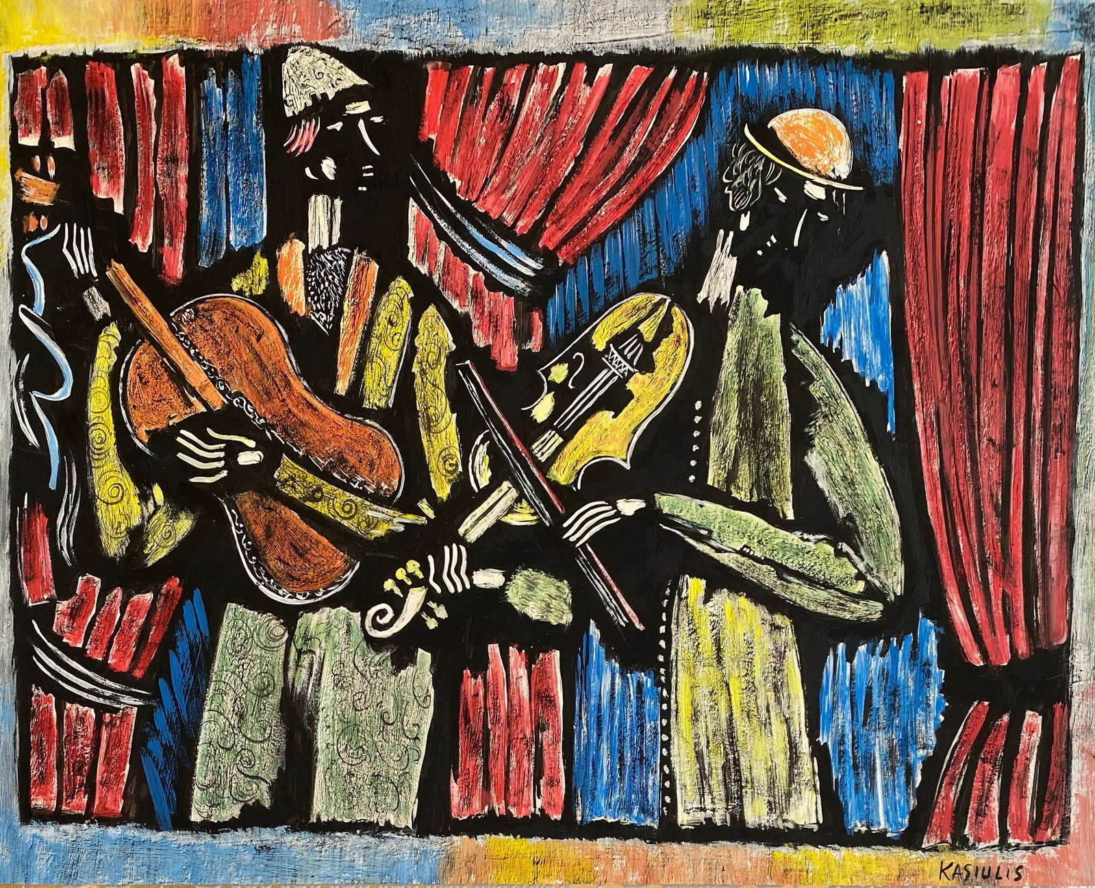 Vytautas KASIULIS (1918-1995) Gouache On Paper (Style Of): This lot consists of a hand painted Gouache on paper in the style of the painter Vytautas KASIULIS. Vytautas Kasiulis was a Lithuanian painter. Born into a family of artists - a descendant of the pain