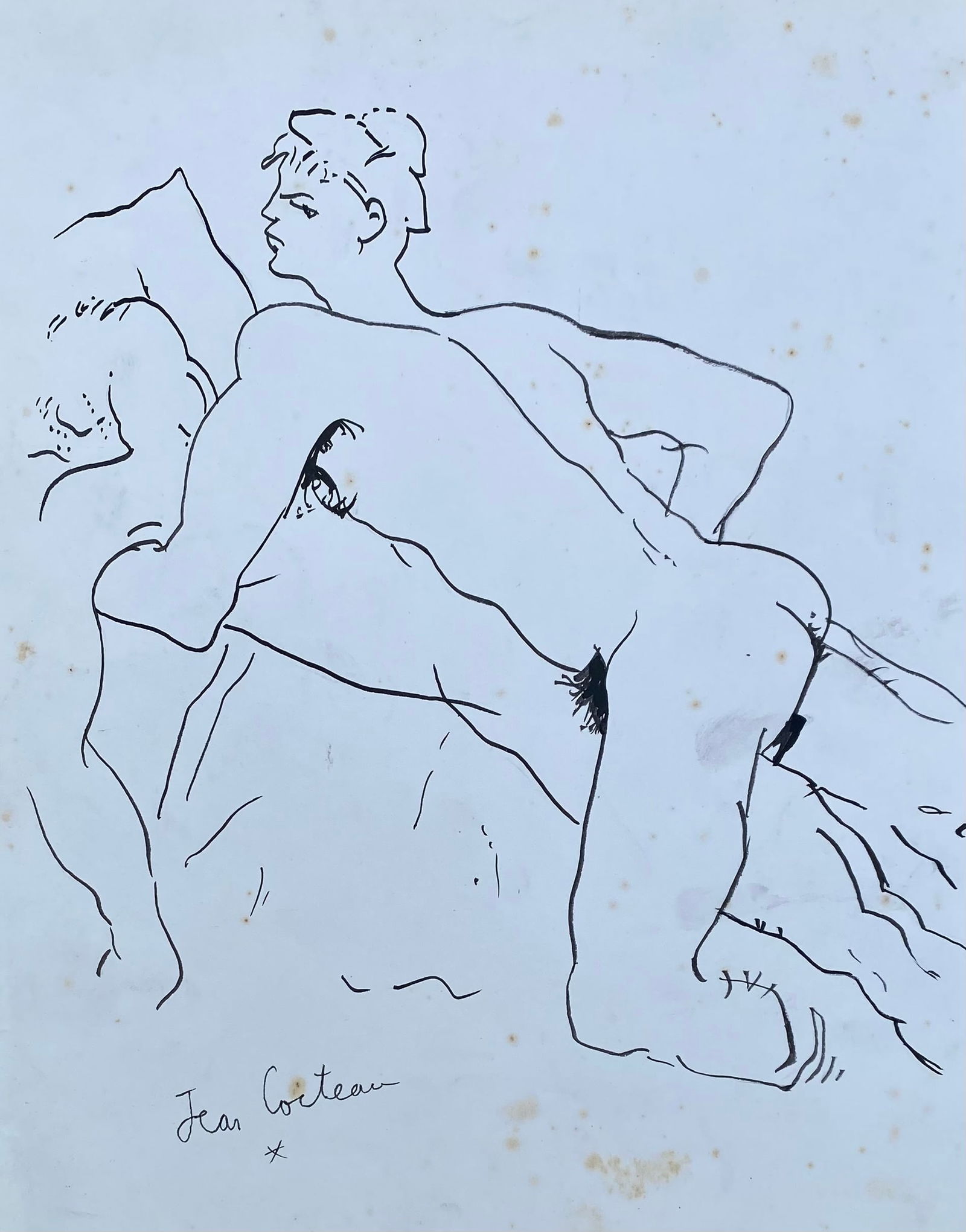 JEAN COCTEAU INK ON PAPER (Style Of): This lot consists of a hand painted Ink on paper in the style of the painter JEAN COCTEAU.Jean Cocteau was a French poet, playwright, writer, art critic, essayist, painter, film director and designer.