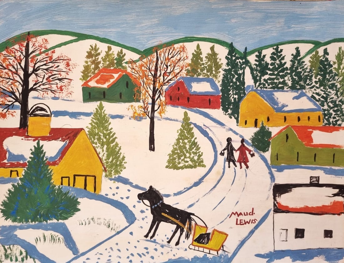 Maud Lewis (Canadian 1903-1970) Mixed media on Paper Style of (1 of 2)
