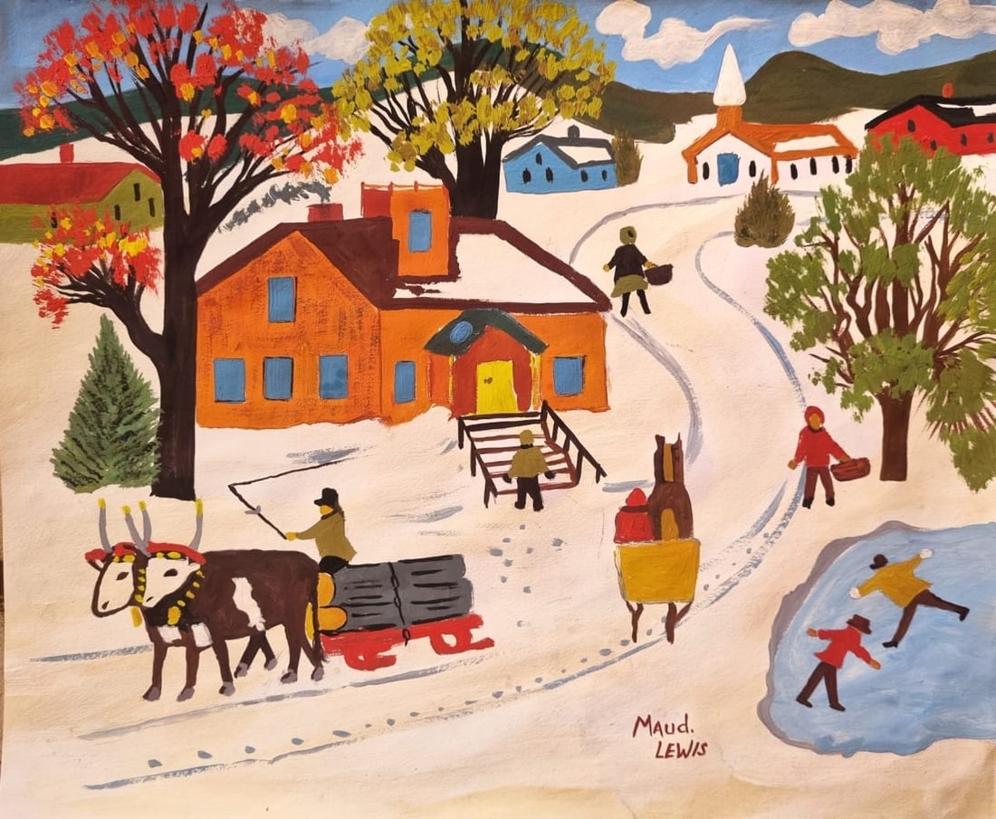 Maud Lewis (Canadian 1903-1970) Mixed media on Paper Style of (1 of 2)