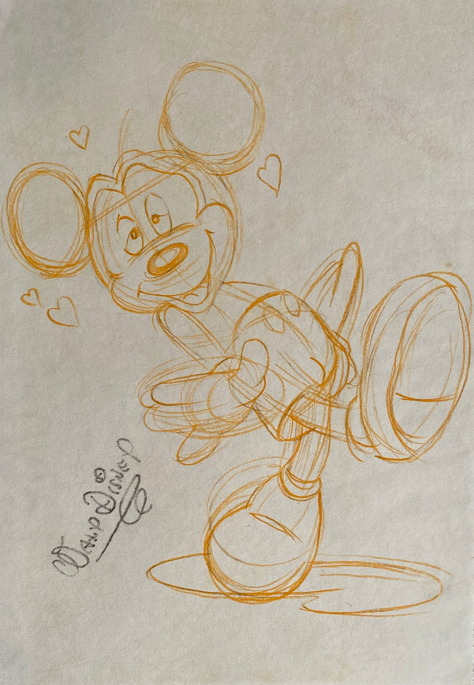 Walt Disney Hand Sketch of Pinocchio (style of) (1 of 2)