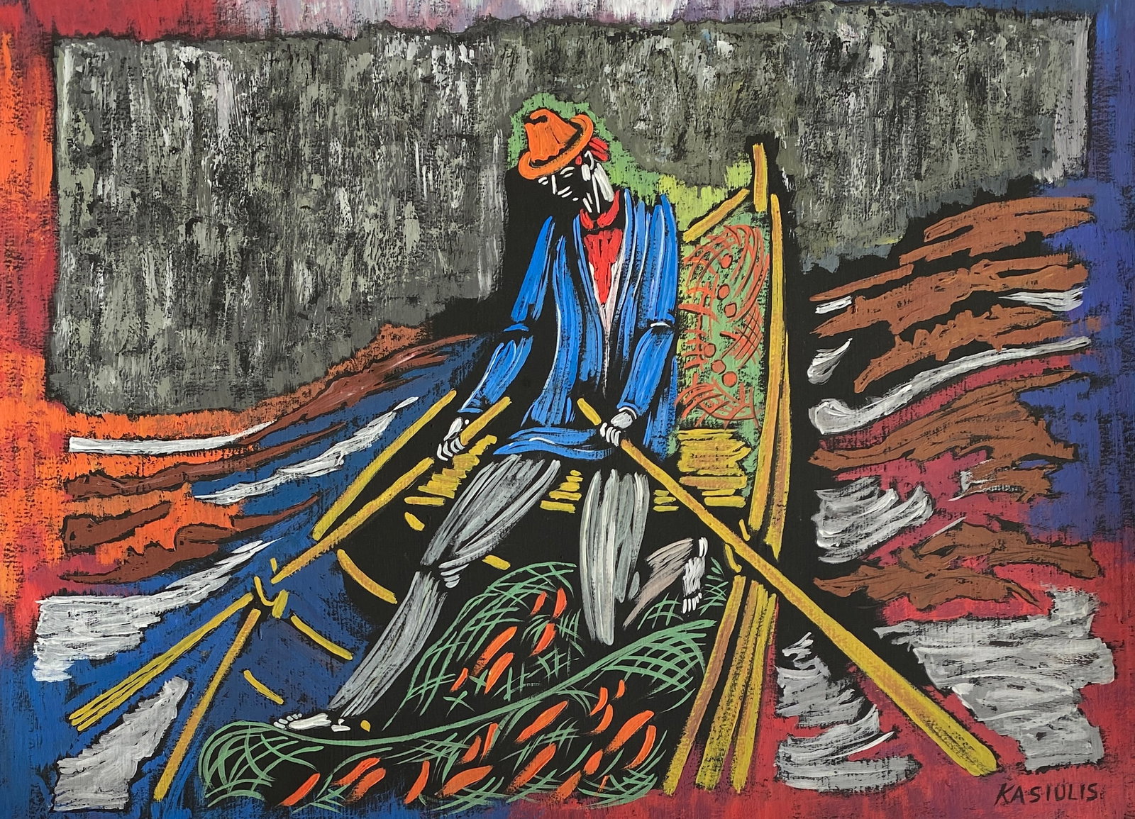 Vytautas KASIULIS (1918-1995) Gouache On Paper (Style Of): This lot consists of a hand painted Gouache on paper in the style of the painter Vytautas KASIULIS. Vytautas Kasiulis was a Lithuanian painter. Born into a family of artists - a descendant of the pain