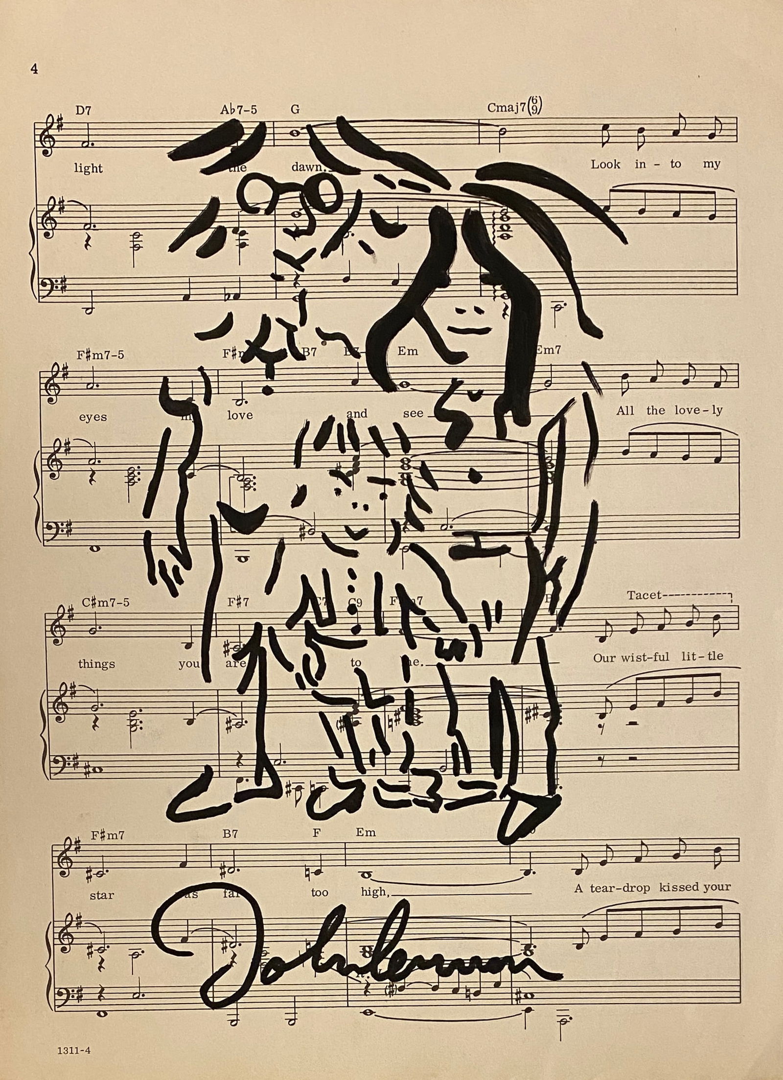 John Lennon Drawing On Paper (1 of 2)