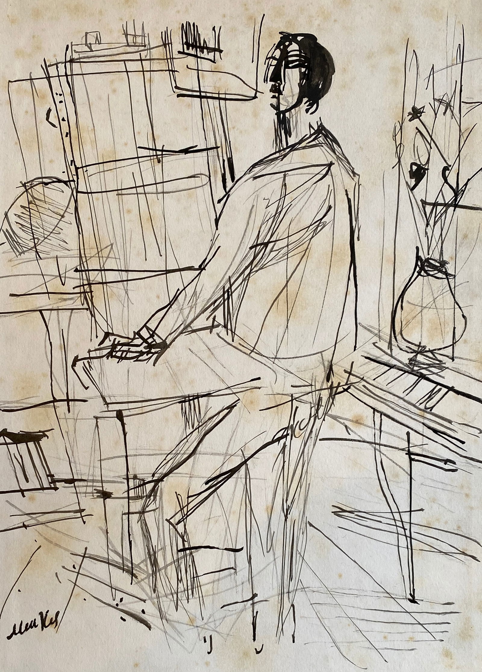 Zygmunt Menkes (1896 – 1986) Ink On Paper Style Of (1 of 2)