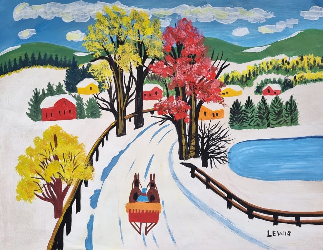 Maud Lewis (Canadian 1903-1970) Mixed media on Paper Style of (1 of 2)