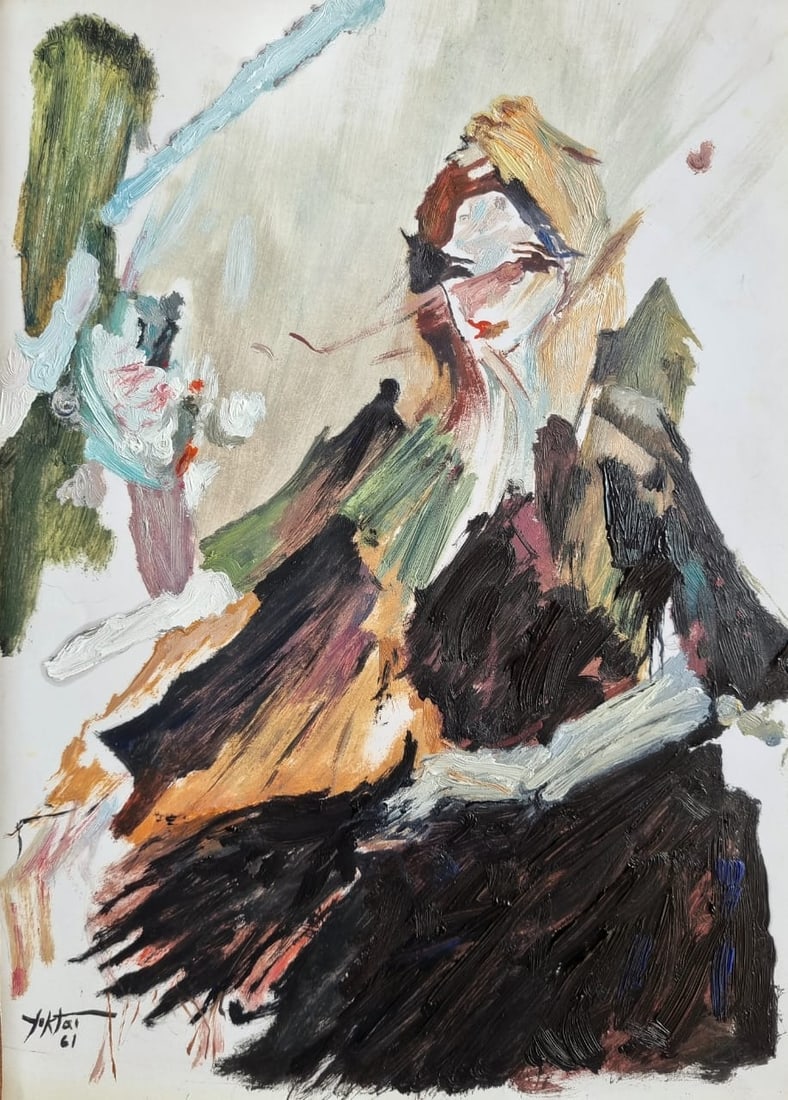 Amazing Manoucher Yektai 1968 Oil Paper Style Of (1 of 2)