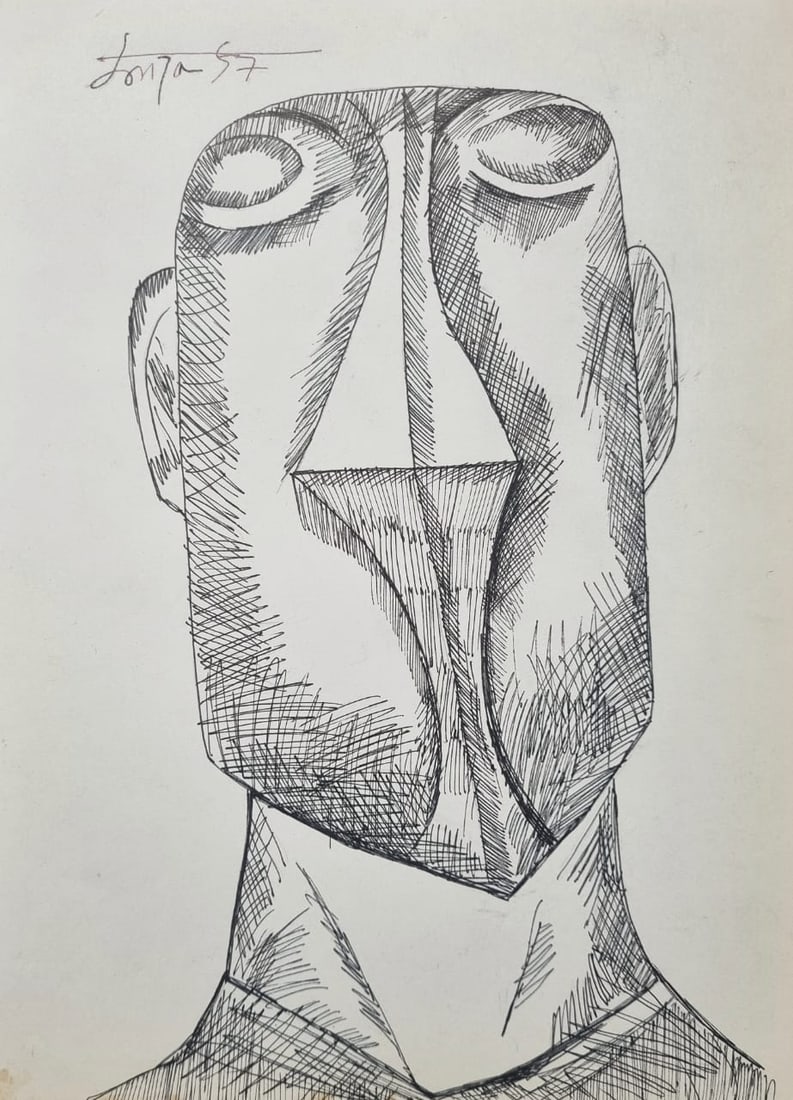 FRANCIS NEWTON SOUZA (1924-2002) PEN & INK (Style Of): This lot consists of a hand painted Ink on paper in the style of the painter FRANCIS NEWTON SOUZA.Francis Newton Souza was a Portuguese-British painter of Indian origin. He was a founding member of th
