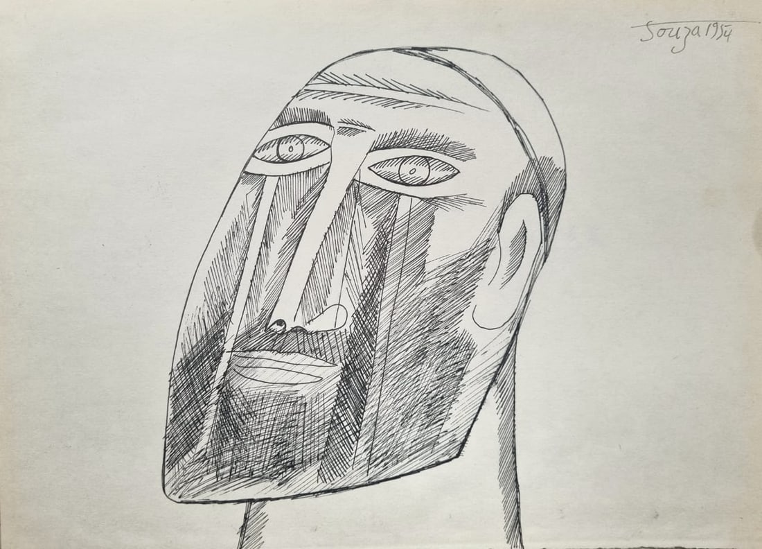 FRANCIS NEWTON SOUZA (1924-2002) PEN & INK (Style Of): This lot consists of a hand painted Ink on paper in the style of the painter FRANCIS NEWTON SOUZA. Francis Newton Souza was a Portuguese-British painter of Indian origin. He was a founding member of t