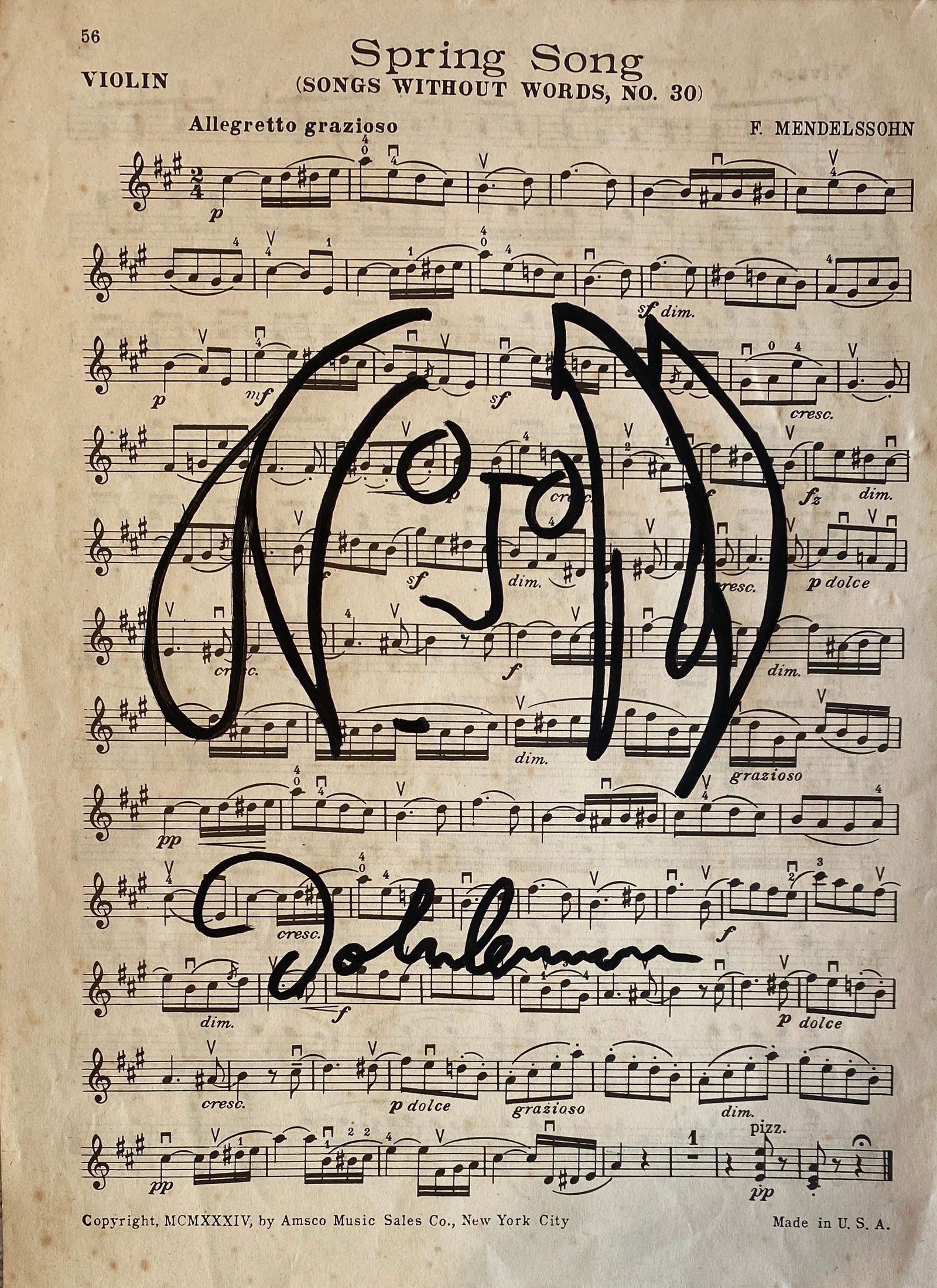 John Lennon Drawing On Paper (1 of 2)