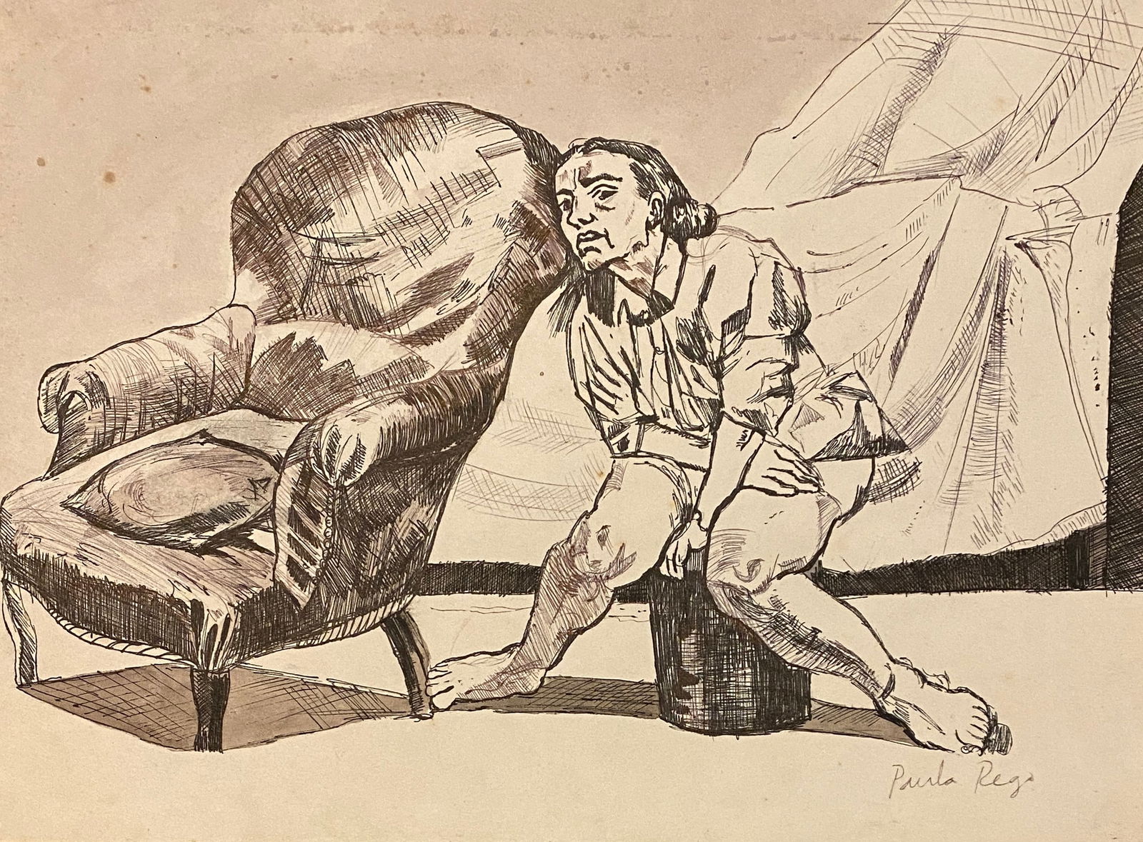 Paula Rego Portuguese/British b.1935 (Style Of): This lot consists of a Mixed Media on paper in the style of the painter Paula Figueiroa Rego. Paula Figueiroa Rego, known as Paula Rego? was a Portuguese painter and illustrator living in Great Britai