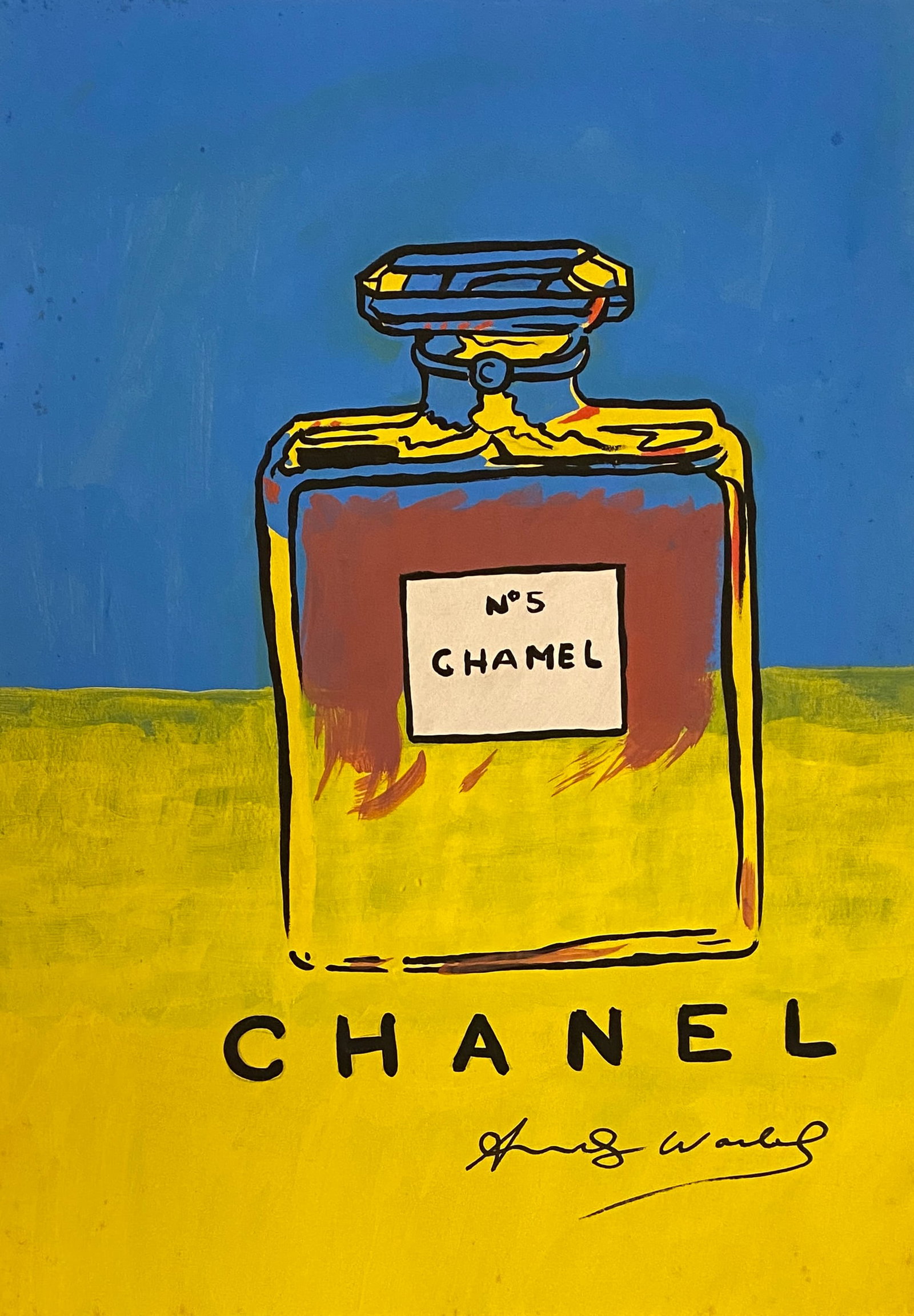 Andy Warhol American, 1928-1987 (Style Of): This lot consists of a hand painted Gouache on paper in the style of the painter Andy Warhol. Andy Warhol was an American artist and actor who played a crucial role in the birth and development of pop