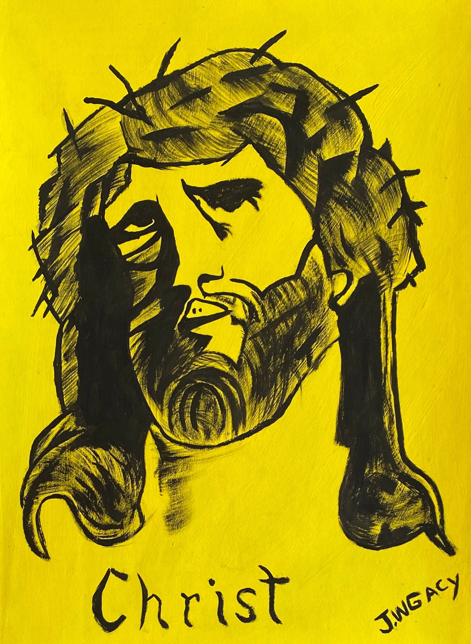 JOHN WAYNE GACY MIXED MEDIA ON PAPER - STYLE OF (1 of 2)