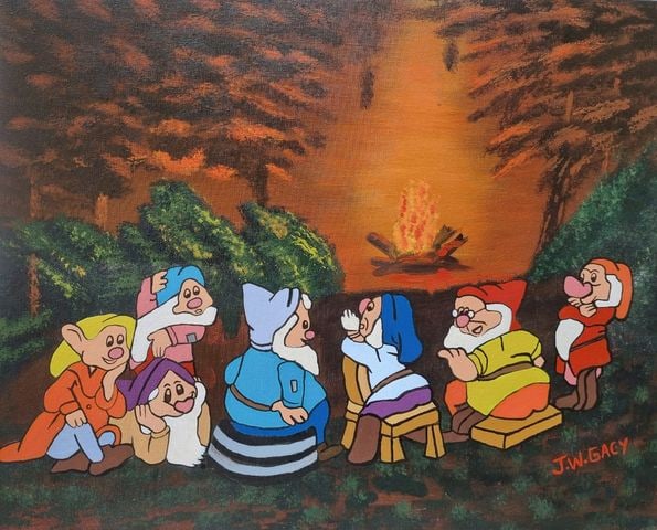 JOHN WAYNE GACY oil painting on canvas board (1 of 2)