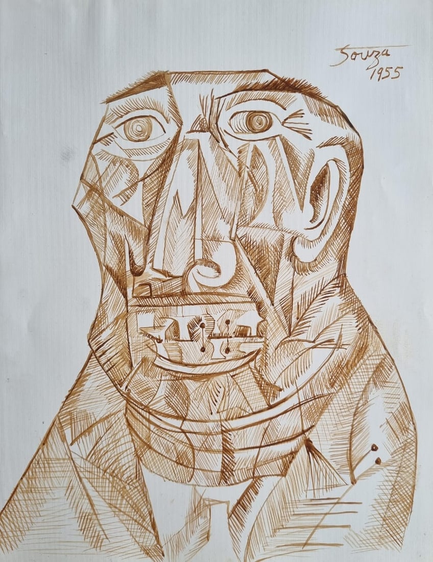 FRANCIS NEWTON SOUZA (1924-2002) Style Of: This lot consists of a hand painted Ink on paper in the style of the painter FRANCIS NEWTON SOUZA. Francis Newton Souza was a Portuguese-British painter of Indian origin. He was a founding member of t