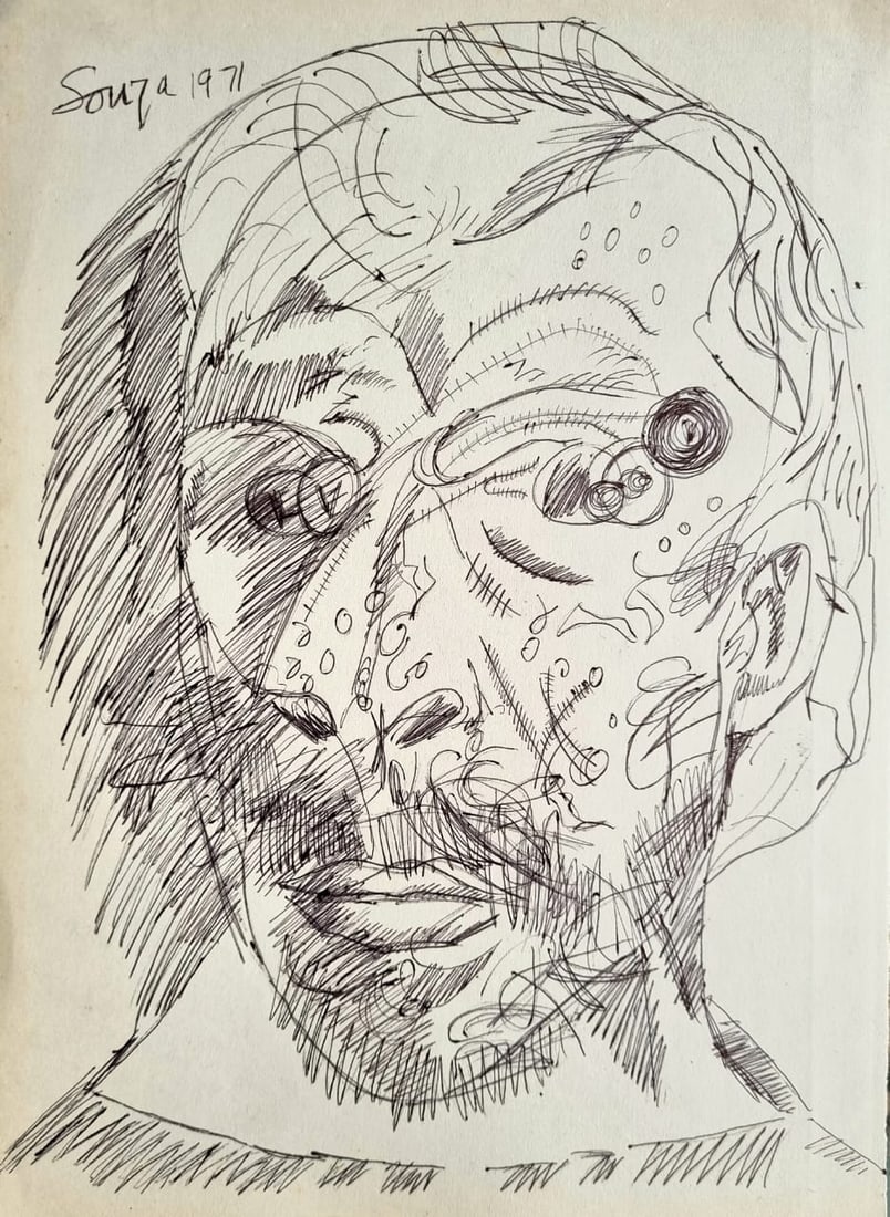 FRANCIS NEWTON SOUZA (1924-2002) Style Of: This lot consists of a hand painted Ink on paper in the style of the painter FRANCIS NEWTON SOUZA. Francis Newton Souza was a Portuguese-British painter of Indian origin. He was a founding member of t