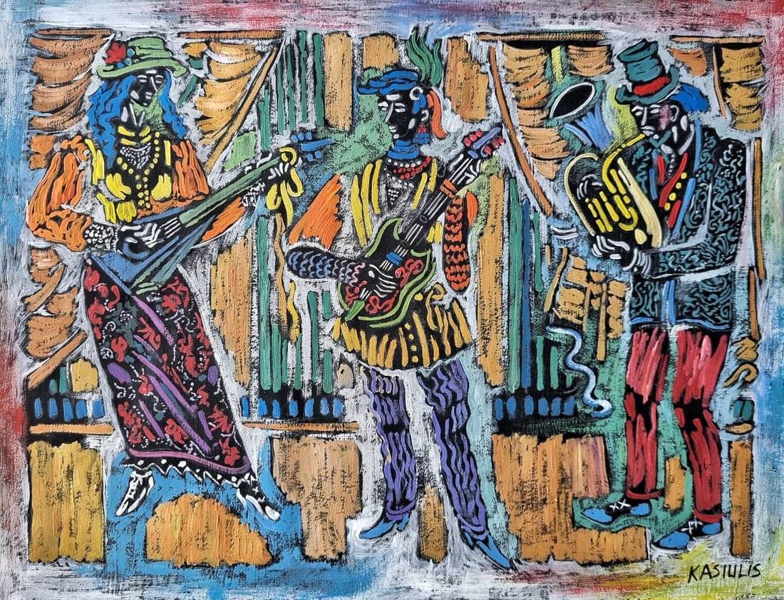 Vytautas KASIULIS (1918-1995) Gouache On Paper (Style Of): This lot consists of a hand painted Gouache on paper in the style of the painter Vytautas KASIULIS. Vytautas Kasiulis was a Lithuanian painter. Born into a family of artists - a descendant of the pain