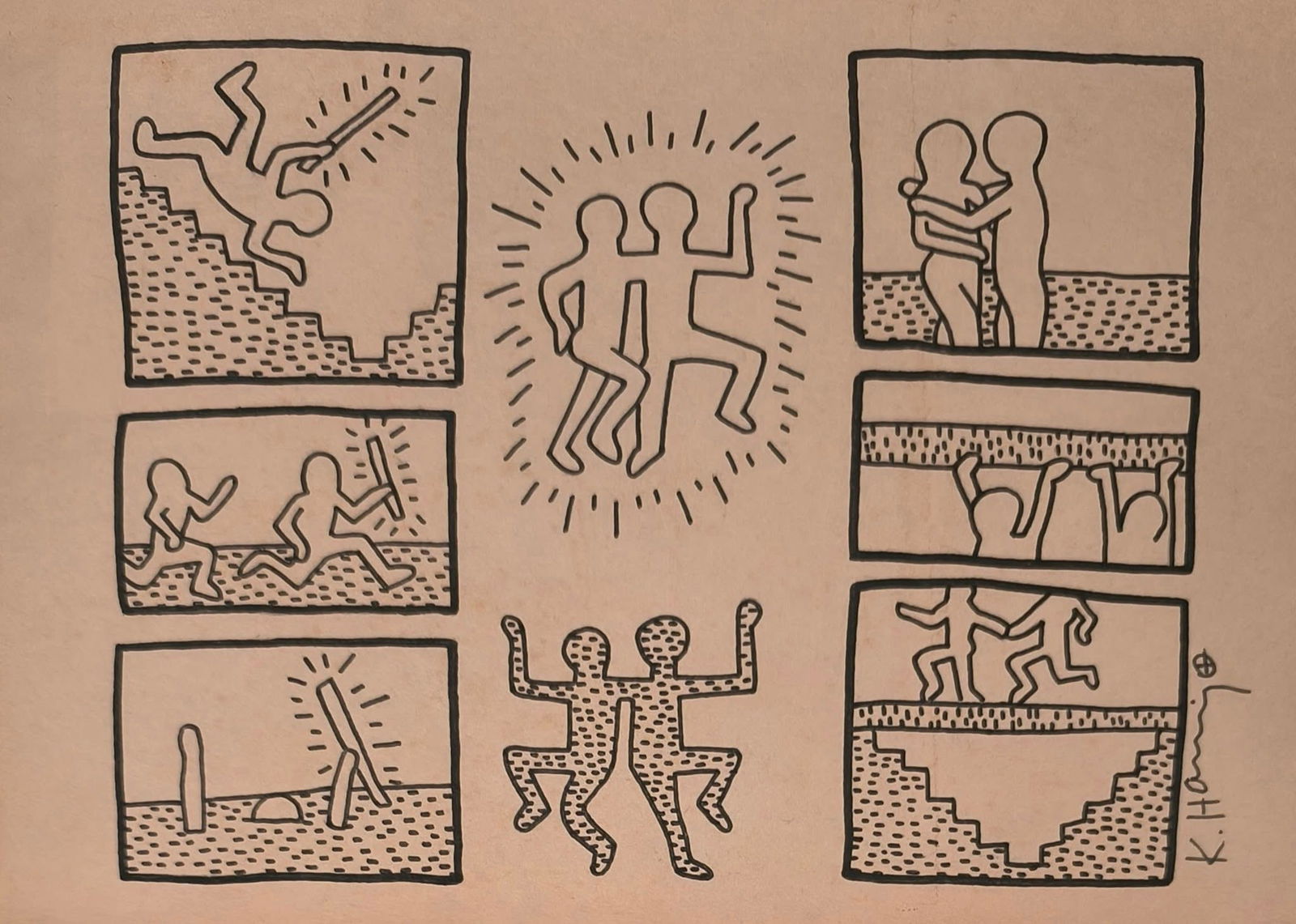 KEITH HARING MARKER ON PAPER STYLE OF (1 of 2)
