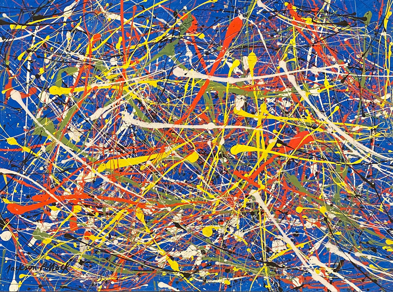 Jackson Pollock Abstract Painting on Paper Style Of: This lot consists of a hand painted Mixed Media on paper in the style of the painter Paul Jackson Pollock. Paul Jackson Pollock, better known as Jackson Pollock, was an influential American painter an