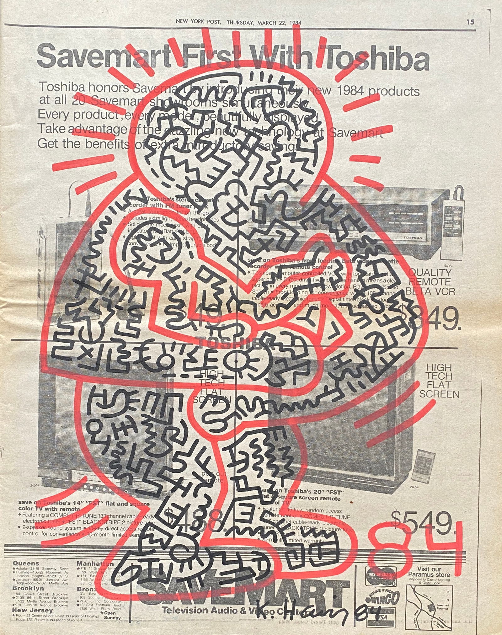Keith Haring New York Newspaper painting 1984 After (1 of 2)