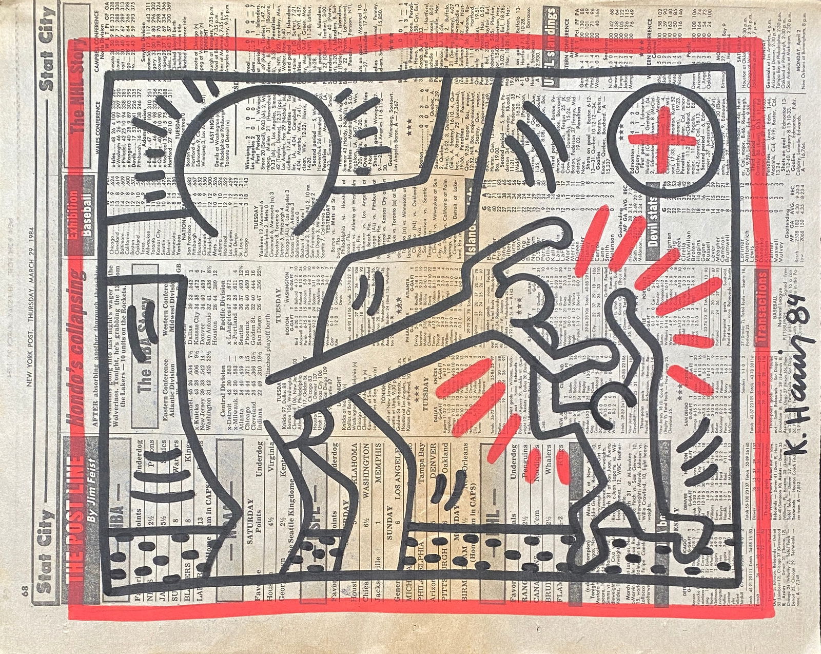 Keith Haring New York Newspaper painting 1984 After (1 of 2)