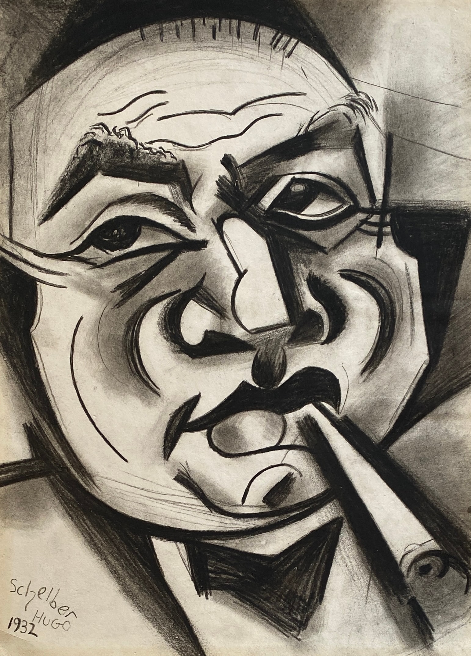 Hugo Scheiber Portrait Style Of: This lot consists of a hand painted Mixed Media on paper in the style of the painter Hugo Scheiber. Hugo Scheiber was a Hungarian modernist painter Image Size: 10 3/4 by 8 inches (27.5 by 20 cm) All m