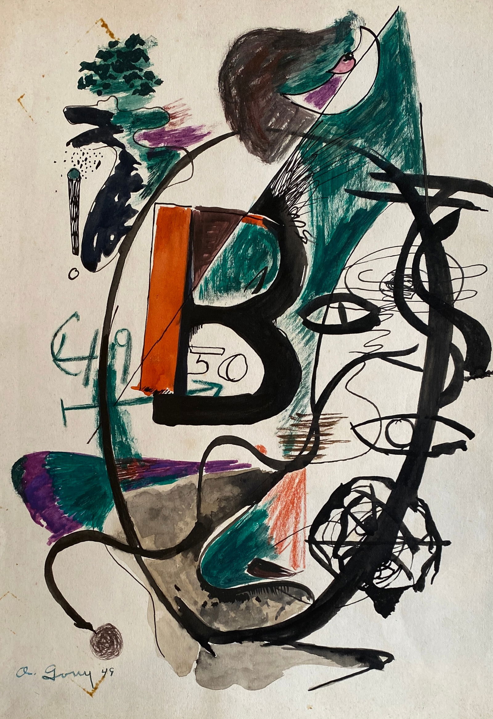 ARSHILE GORKY - Composition - Mixed media on paper (Style Of) (1 of 2)