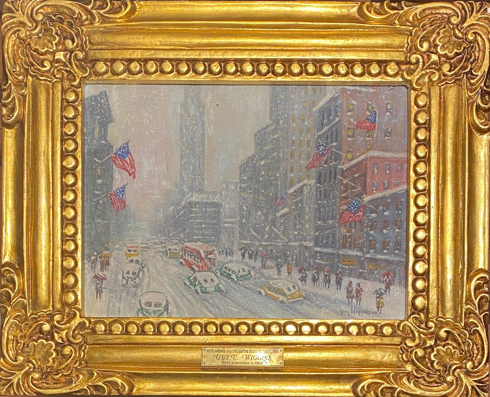 GUY WIGGINS (AMERICAN 1883-1962) OIL ON CANVAS BOARD STYLE OF (1 of 6)