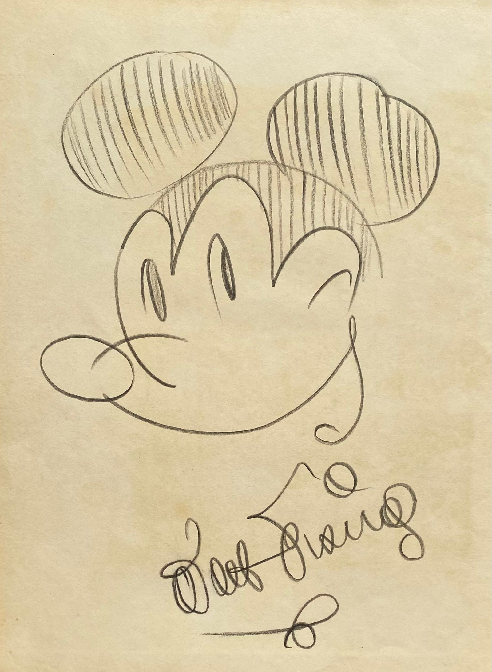 Walt Disney Hand Sketch of Mickey Mouse (style of) (1 of 2)