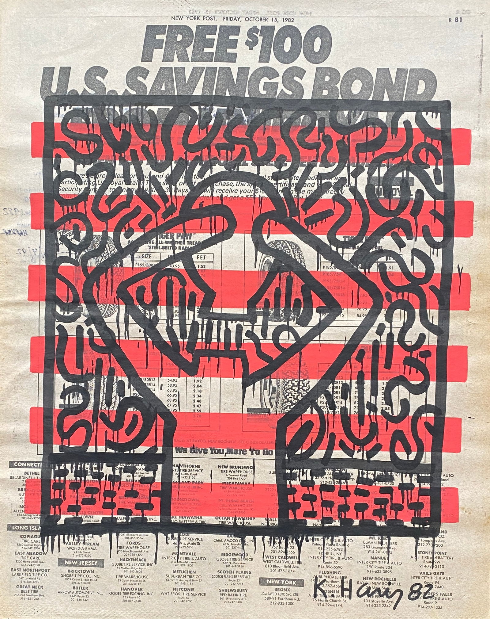 Keith Haring New York Newspaper painting 1982 After (1 of 2)