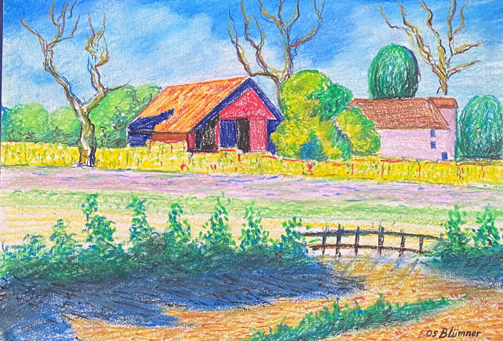 OSCAR BLUEMNER COLORED PENCIL & PASTEL ON PAPER (1867-1938) Style Of (1 of 4)