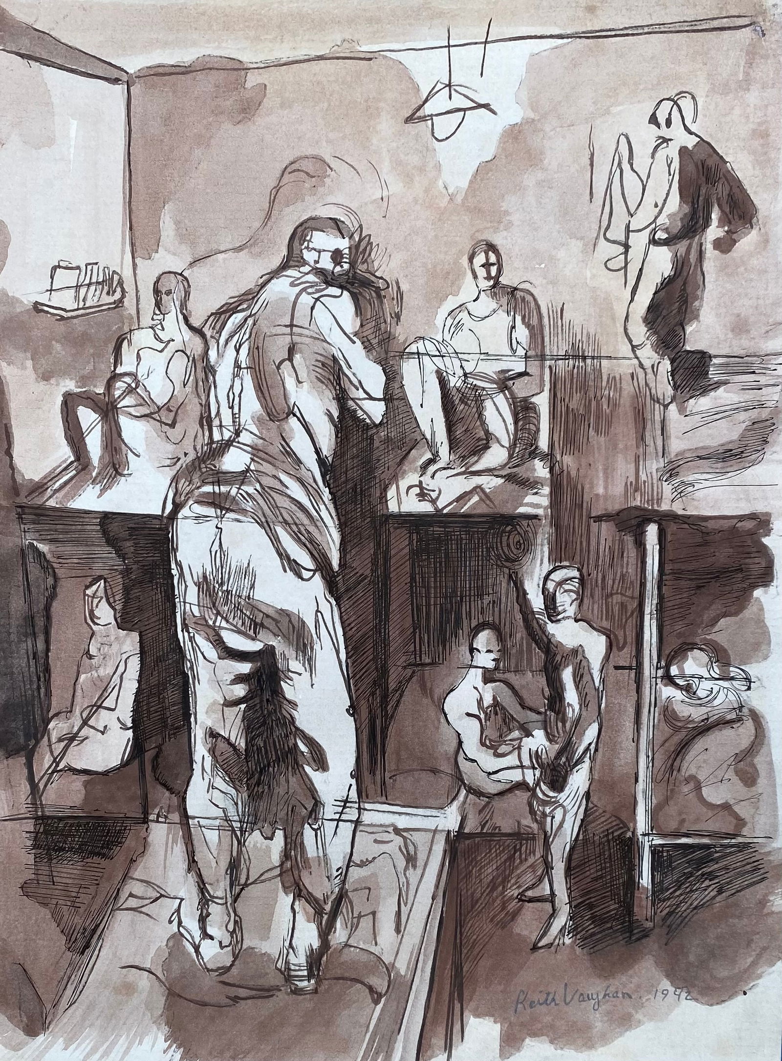 Keith Vaughan Mixed Media (Style Of) (1 of 2)