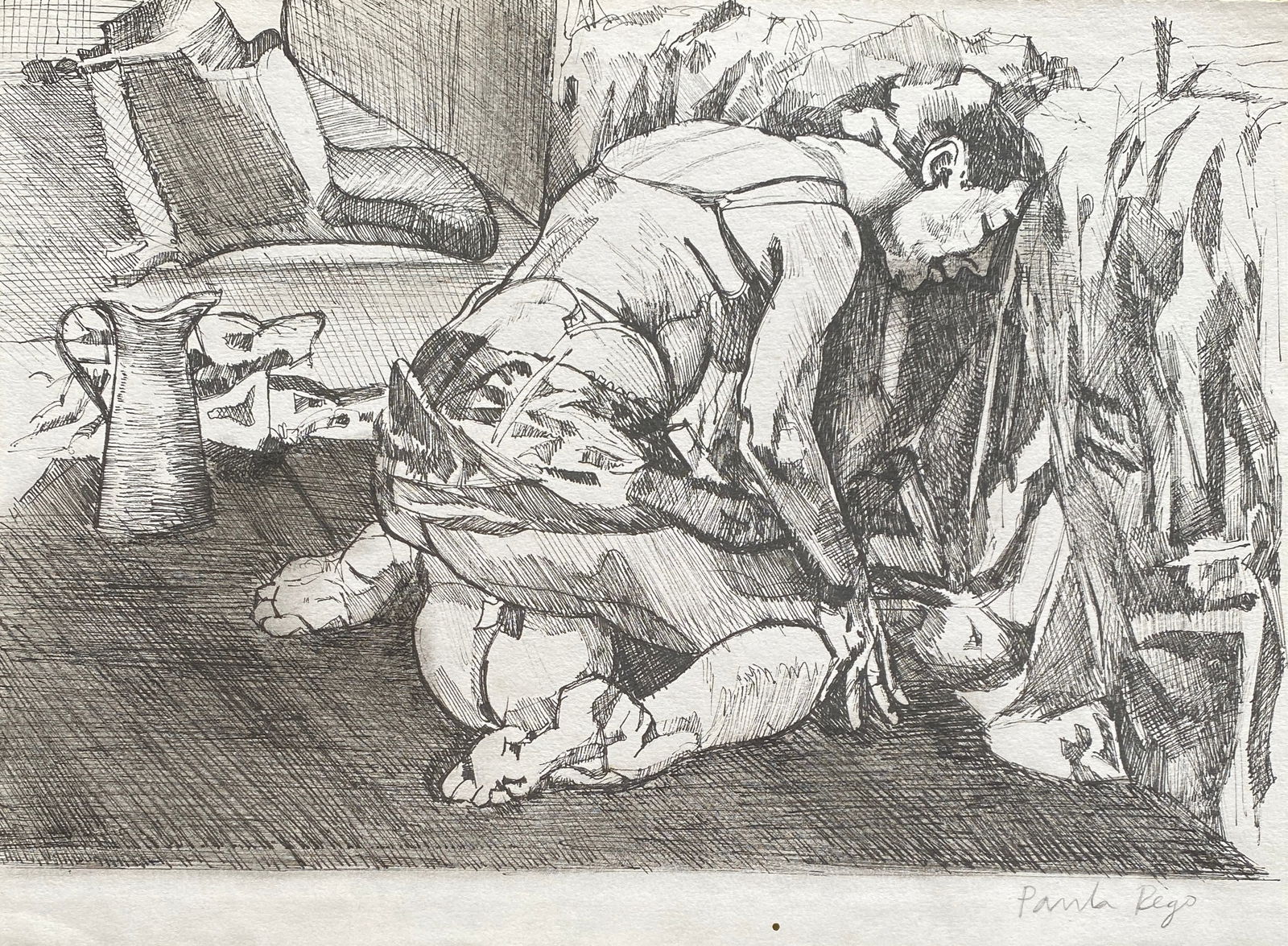 Paula Rego Portuguese/British b.1935 (Style Of): This lot consists of a Mixed Media on paper in the style of the painter Paula Figueiroa Rego. Paula Figueiroa Rego, known as Paula Rego? was a Portuguese painter and illustrator living in Great Britai