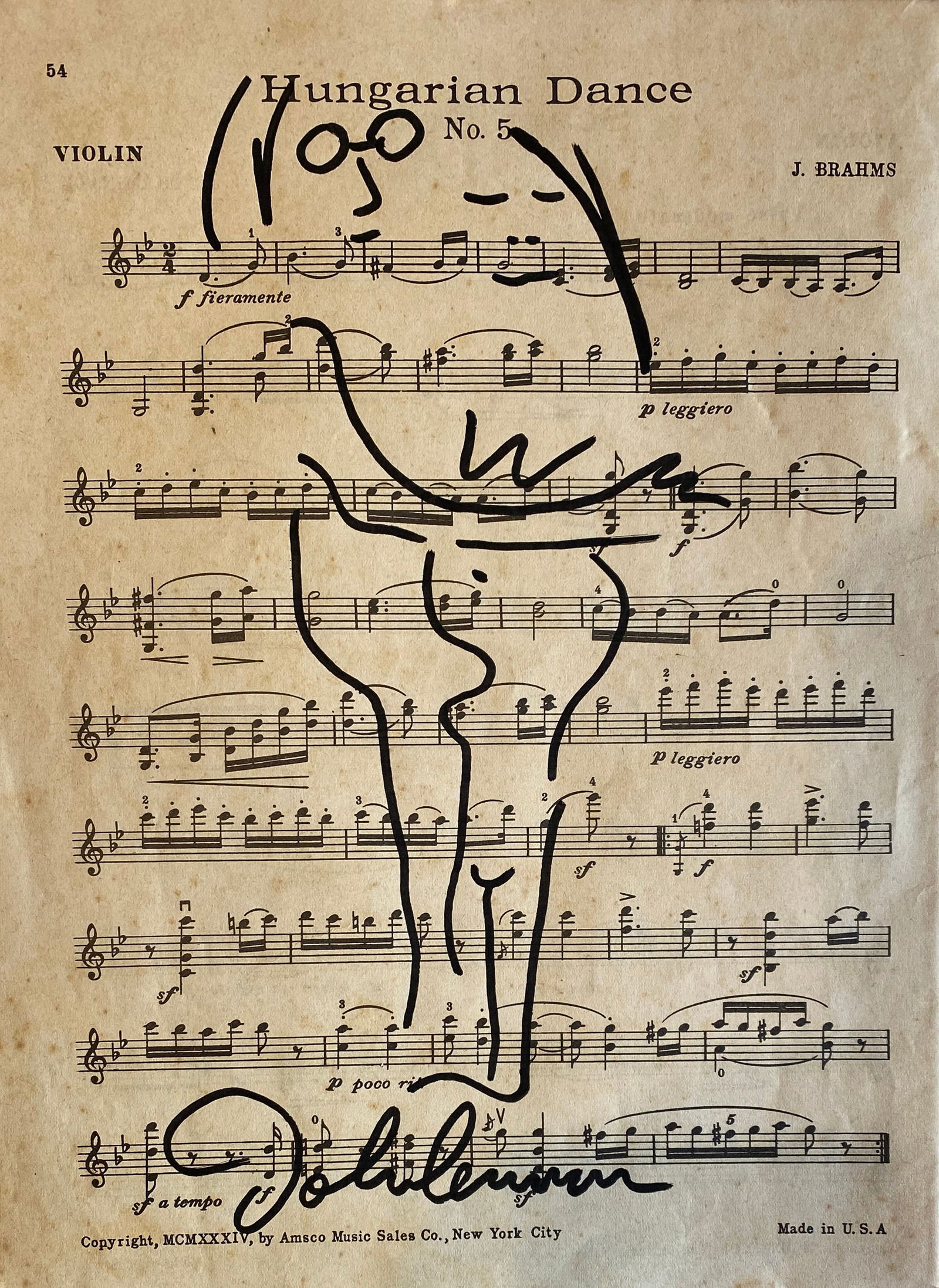 John Lennon Drawing On Paper Style Of (1 of 2)