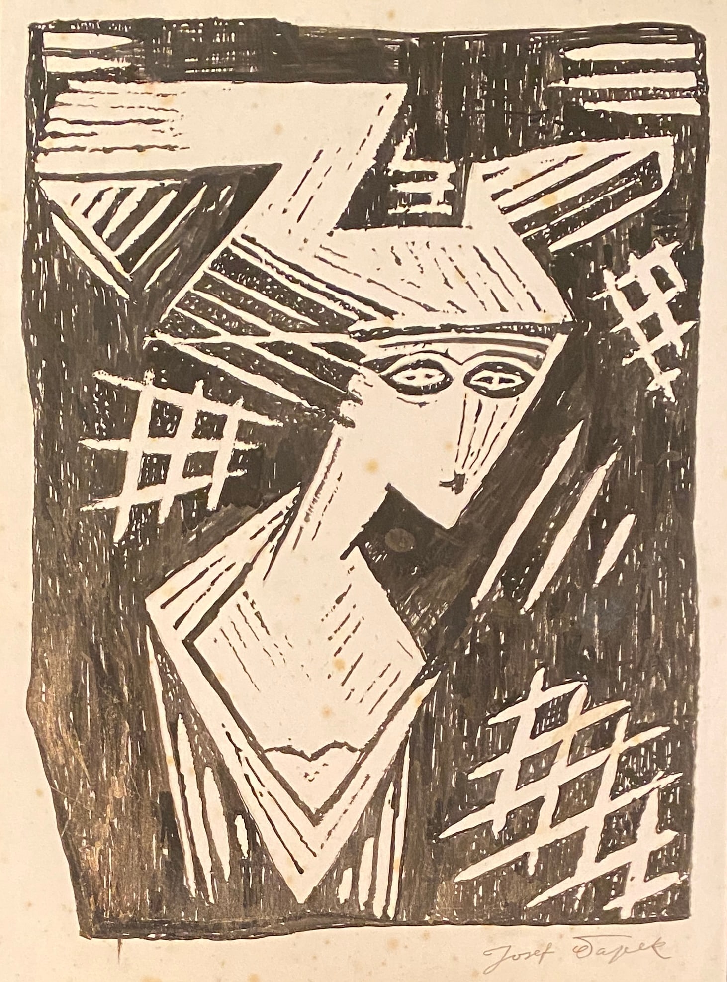 Josef ?apek (Czechoslovakian, 1887-1945) Style Of: This lot consists of a hand painted Ink on paper in the style of the painter Josef ?apek.Josef ?apek was a Czech artist who excelled as a painter, but also achieved recognition as a writer and poet. H