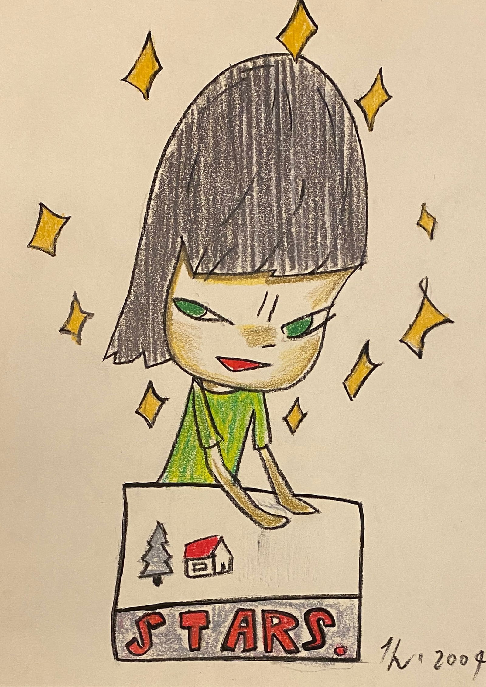 Yoshitomo Nara (Japanese, 1959 - ) - Mixed Media on Paper (Style Of) (1 of 2)