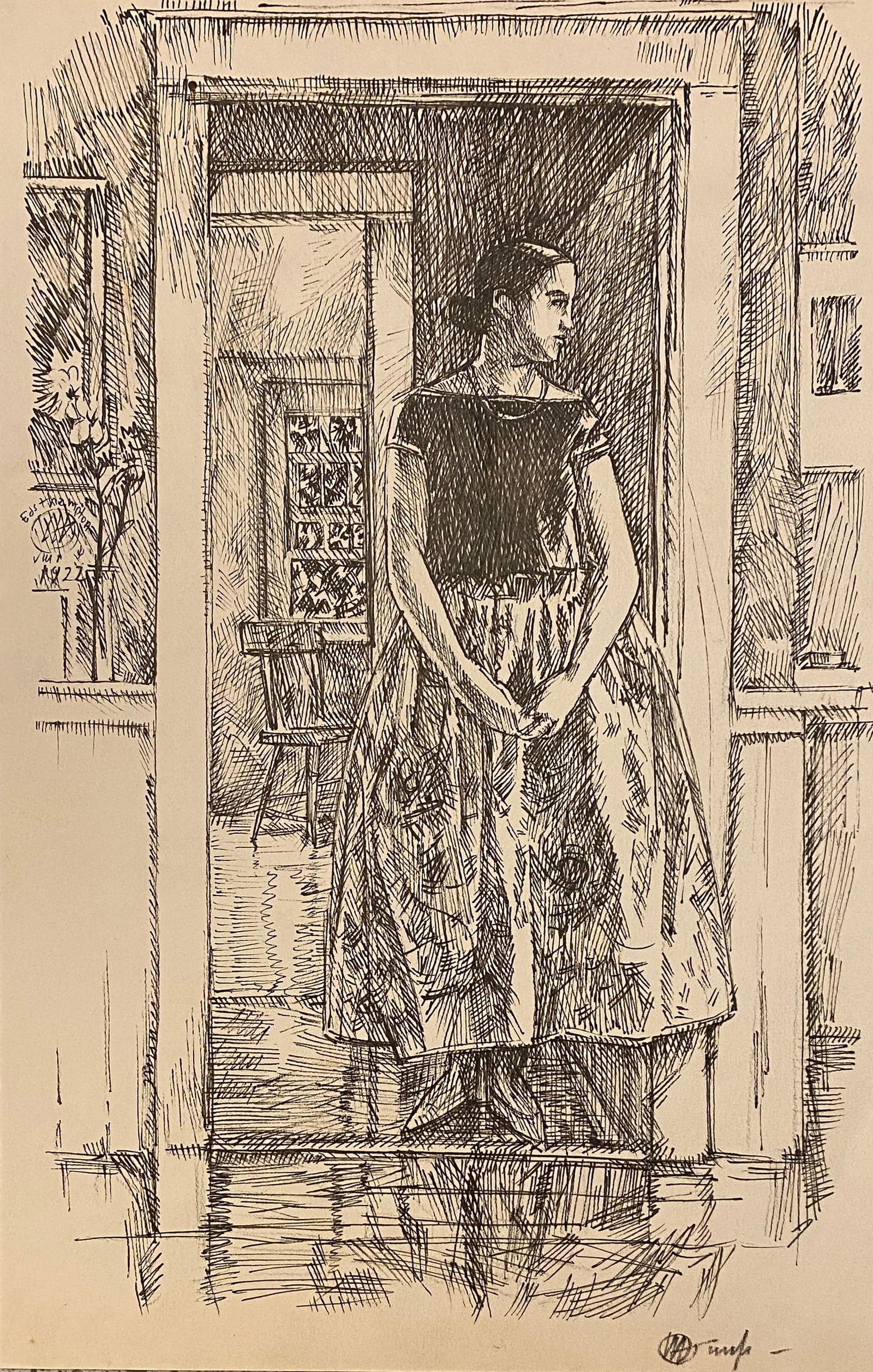 Childe Hassam Style Of: This lot consists of a hand painted Ink rendered in the style of the American painter Frederick Childe Hassam. Frederick Childe Hassam was an American impressionist painter. In 1886 he traveled to Par