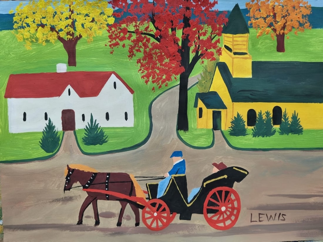 Maud Lewis (Canadian 1903-1970) Mixed media on Paper Style of (1 of 2)