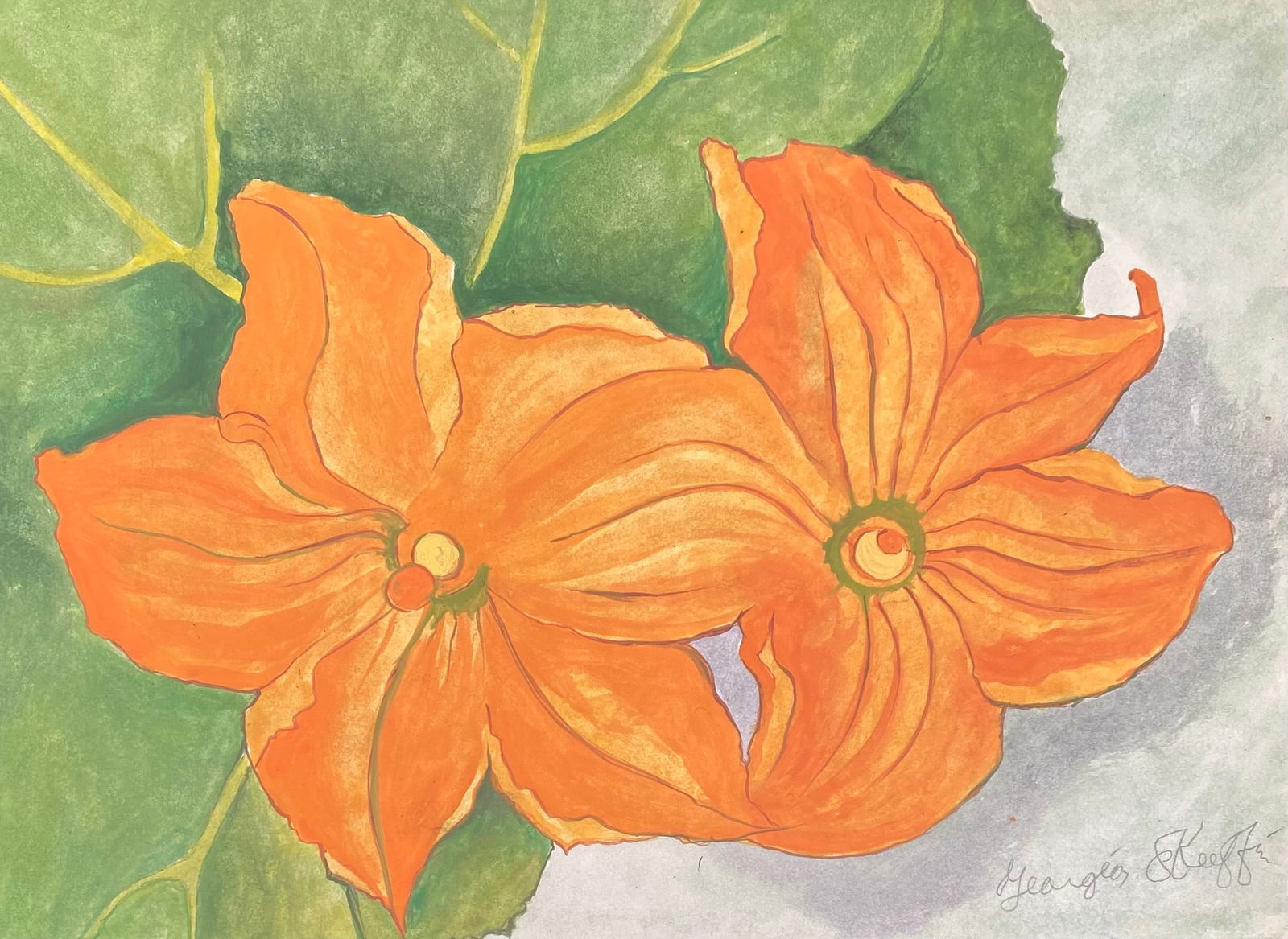 Georgia O'Keeffe watercolor on paper (Style Of) (1 of 4)