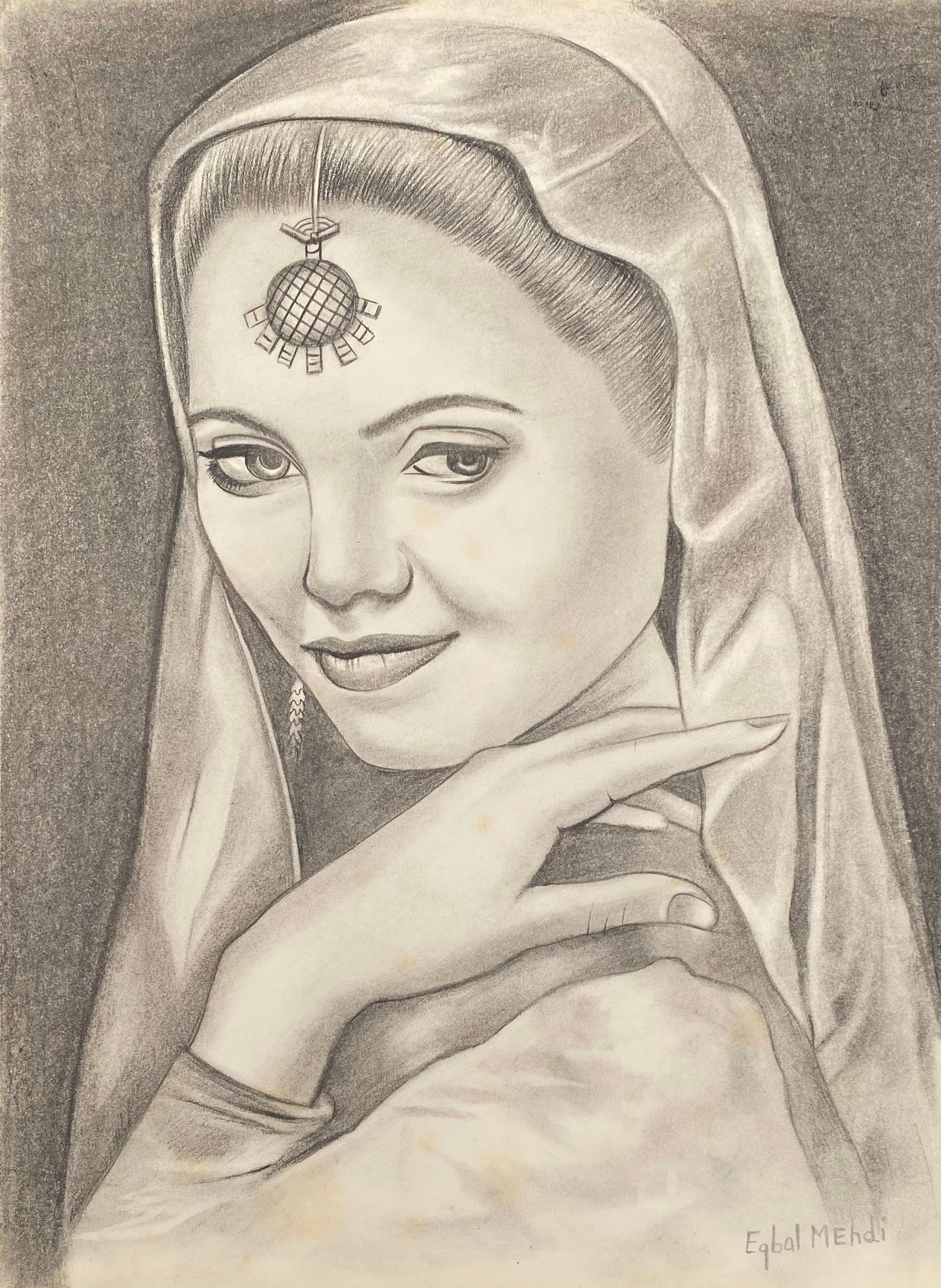 Beautiful Drawing by Pakistani artist eqbal mehdi (Style Of) (1 of 4)