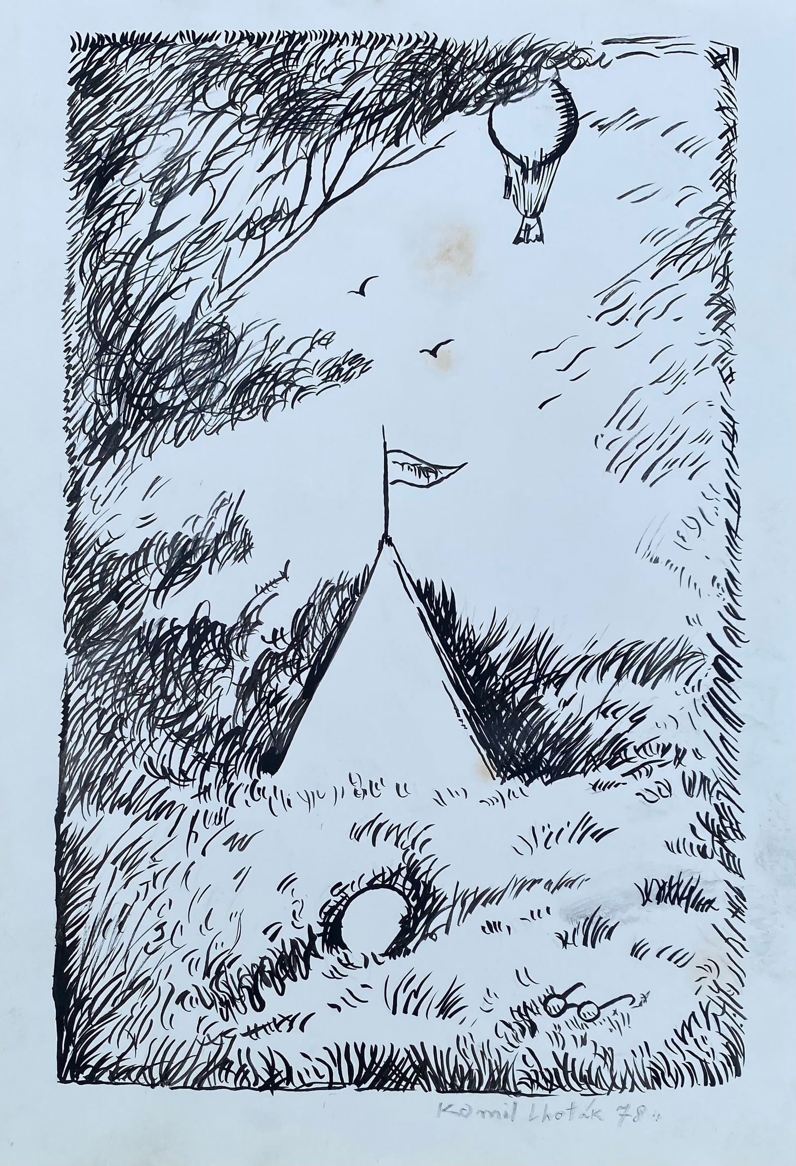 Kamil Lhotak Ink on paper (Style Of) (1 of 1)