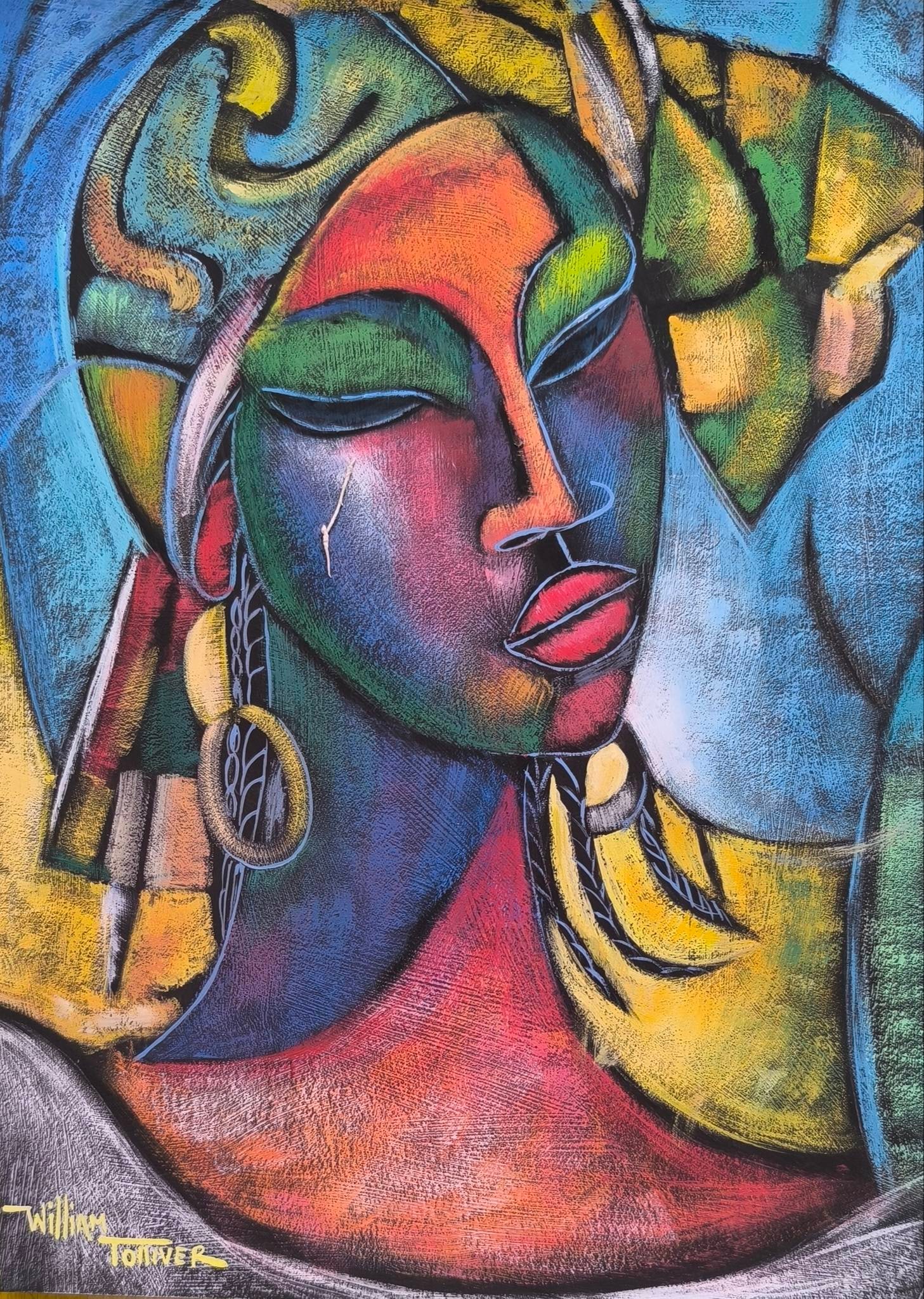 Amazing William Tolliver Mixed Media Paper (Style Of) (1 of 2)