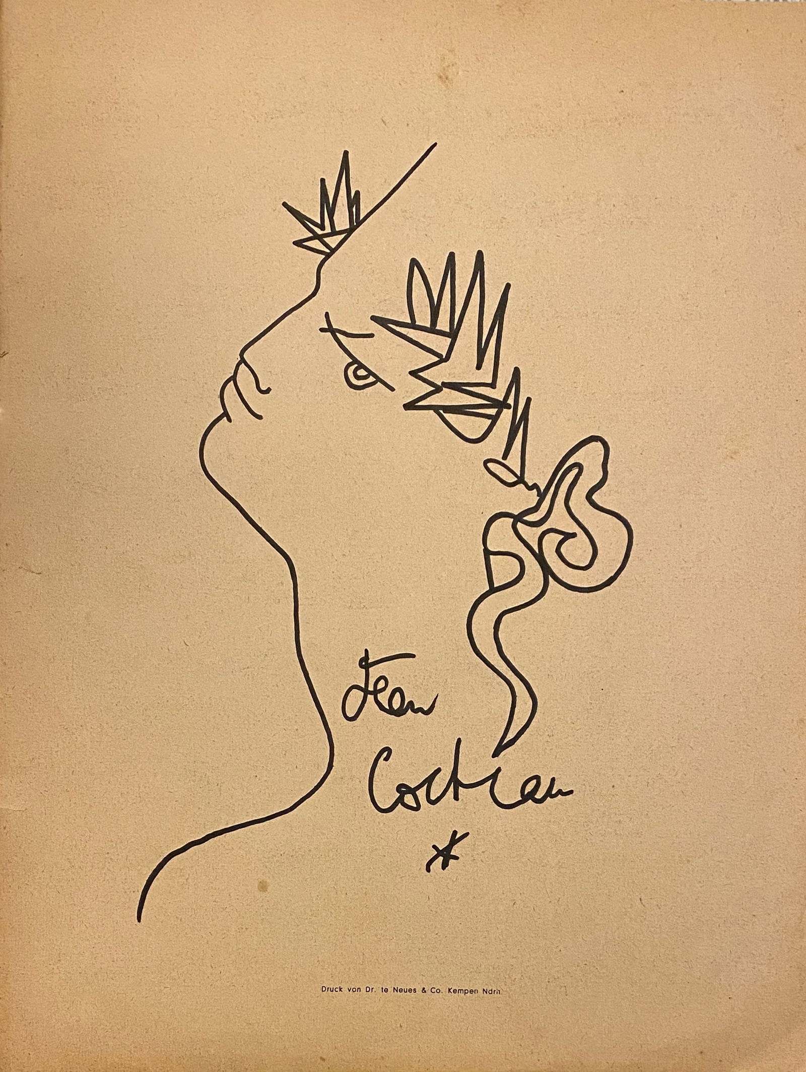 Jean Cocteau Ink Drawing on Paper (style of) (1 of 2)