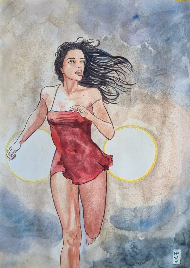 Milo Manara Watercolour On Paper (Style Of): This lot consists of a hand painted watercolour on paper in the style of the painter Milo Manara.Milo Manara is an Italian cartoonist, considered the undisputed master of erotic comics, thanks to work