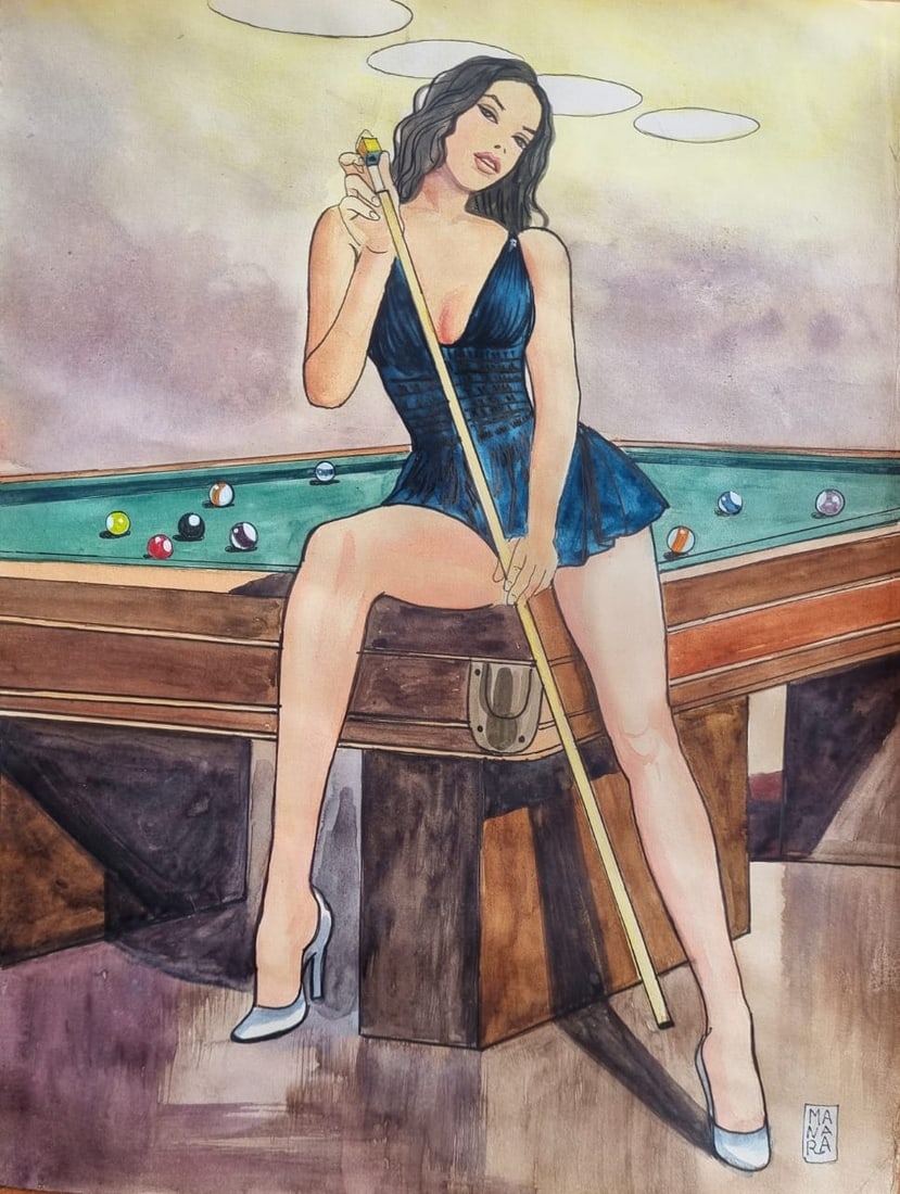 Milo Manara Watercolour On Paper (Style Of): This lot consists of a hand painted watercolour on paper in the style of the painter Milo Manara.Milo Manara is an Italian cartoonist, considered the undisputed master of erotic comics, thanks to work