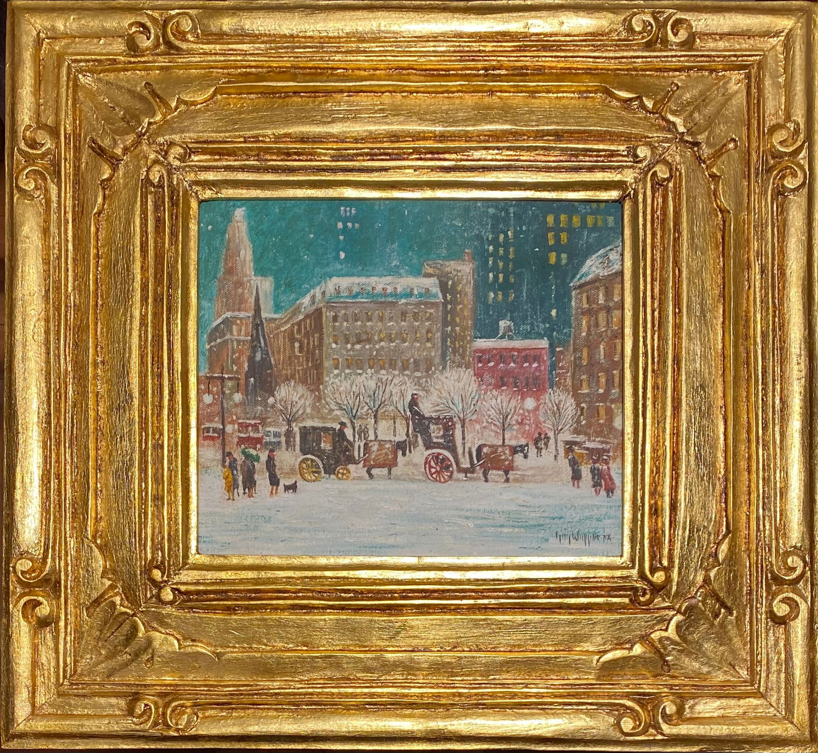 GUY WIGGINS (AMERICAN 1883-1962) OIL ON CANVAS BOARD STYLE OF (1 of 4)